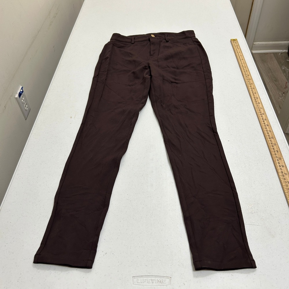 Michael Michael Kors Womens Brown Stretch Knit Skinny Pants Gold Logo Size S